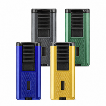 Lubinski YJA-10055 Triple Jet Torch Lighter with Cigar Punch & Draw Poker – Windproof & Refillable