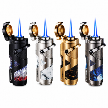 Jobon ZB608 Multi-Functional Lighter – Official Product – 3-in-1: Single Jet Flame, Cigar Punch & Cleaner, Comes with Luxury Box