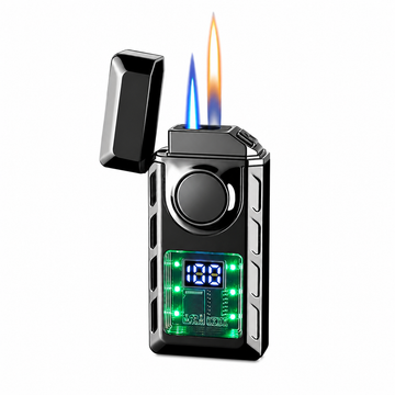 TH-633 Dual Flame Lighter – Refillable with Integrated Torch & Soft Flame Modes
