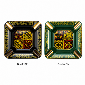 Lubinski YJA-20032 Cigar Ashtray – Premium Ceramic 4-Cigar Ashtray with Luxury Decorative Pattern