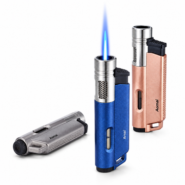Aomai AM7208 Single Jet Torch Lighter – Genuine, Windproof, Easy Flame Adjustment, Visible Gas Level, Compact and Elegant