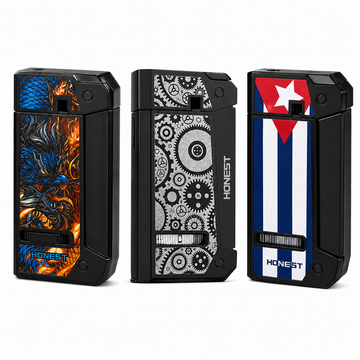 Honest BCZ836-1 Single Jet Torch Lighter – Genuine, with Cigar Punch, Gas Window, Modern Side Squeeze, 3 Unique Colors
