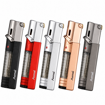 Aomai AM7108 Single Jet Torch Lighter – Genuine, Visible Gas Level, Easy Flame Adjustment, Excellent Windproof