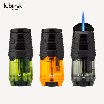 Lubinski YJA-10059 Genuine Lighter – Transparent, With Cigar Rest, Easy Flame Adjustment, Affordable, 3 Color Options