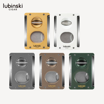 Lubinski YJA-30033 Multi-Function Cigar Cutter – Built-in V-Cut, Cigar Punch, Cigar Rest & Leather Case
