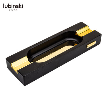Lubinski YJA-20054 Cigar Ashtray – Premium 2-Cigar Ashtray with Wood & Brass Construction, Luxury Design