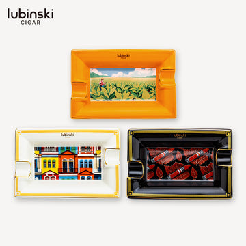 Lubinski YJA-20048 Premium Bone China Cigar Ashtray – Dual Cigar Rests