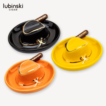 Lubinski YJA-20047 Cigar Rest – Mini Cowboy Hat Cigar Holder, Premium Ceramic & Portable Design