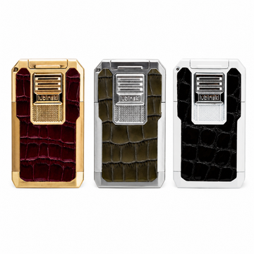 Lubinski YJA-10069 Original Cigar Torch Lighter – Dual Jet Flame, Premium Leather-Wrapped Alloy, Multifunctional Design