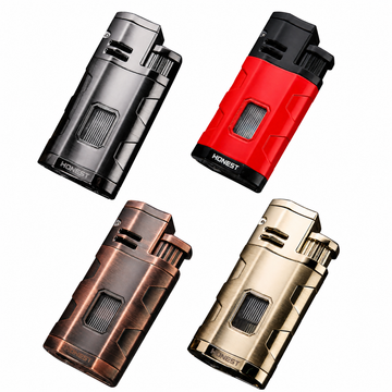 Honest BCZ758-1 Triple Jet Flame Lighter – Genuine, with Cigar Punch, Fuel Window, Premium Metal